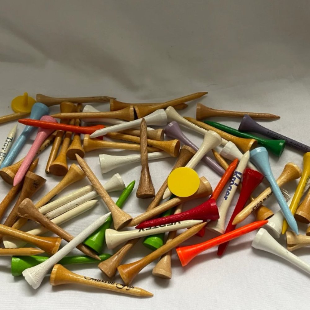 Vintage Wooden Golf Tees with Logos